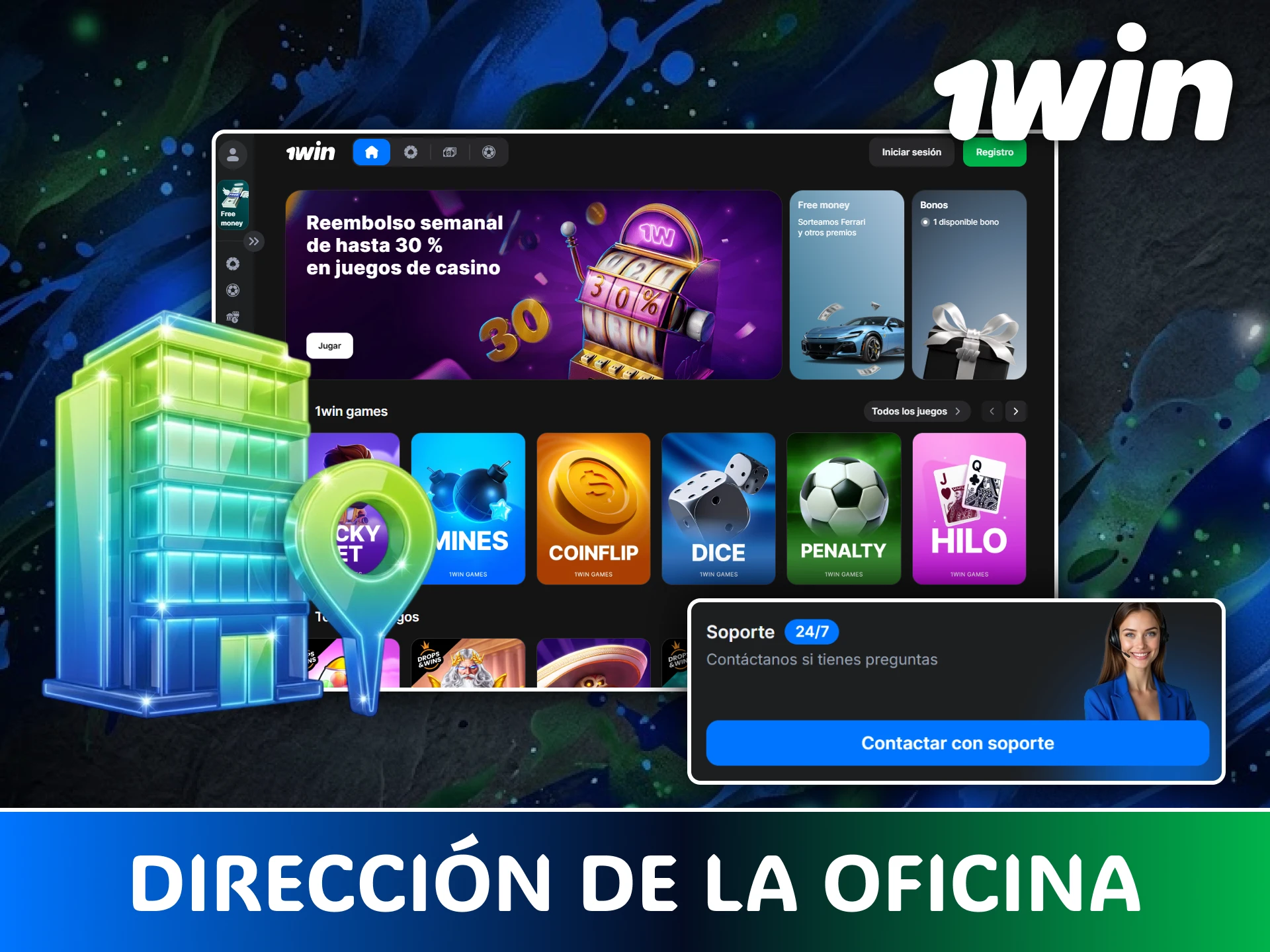 Ubica la sede regional para consultas administrativas de 1win en América Latina.