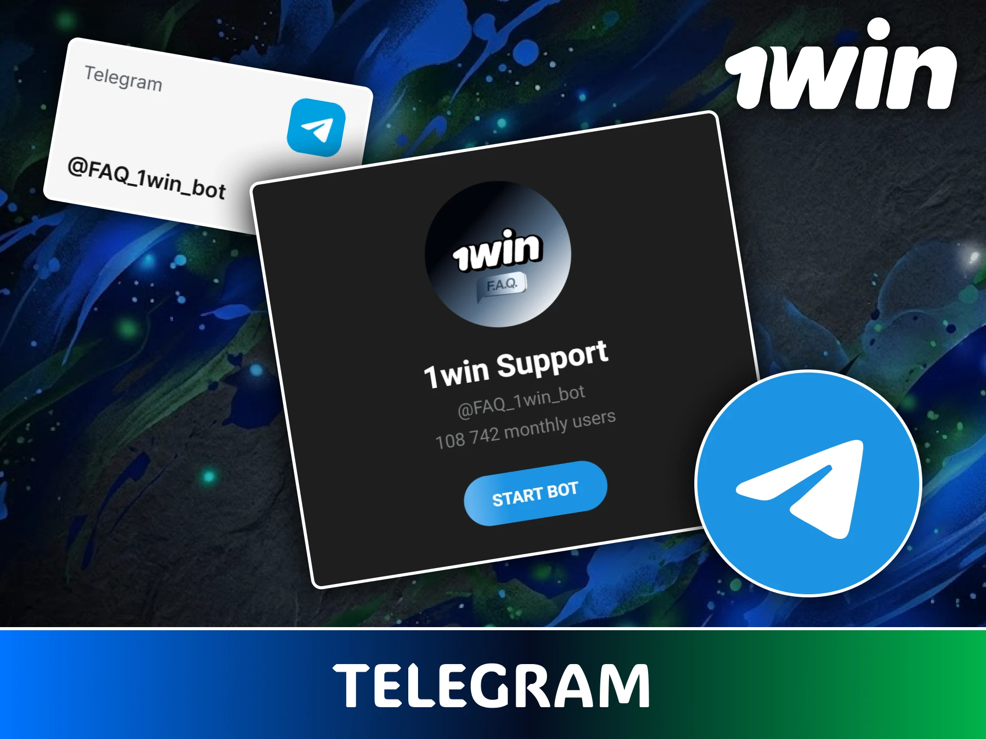 Únete al canal de soporte rápido usando Telegram mediante los contactos en 1win.