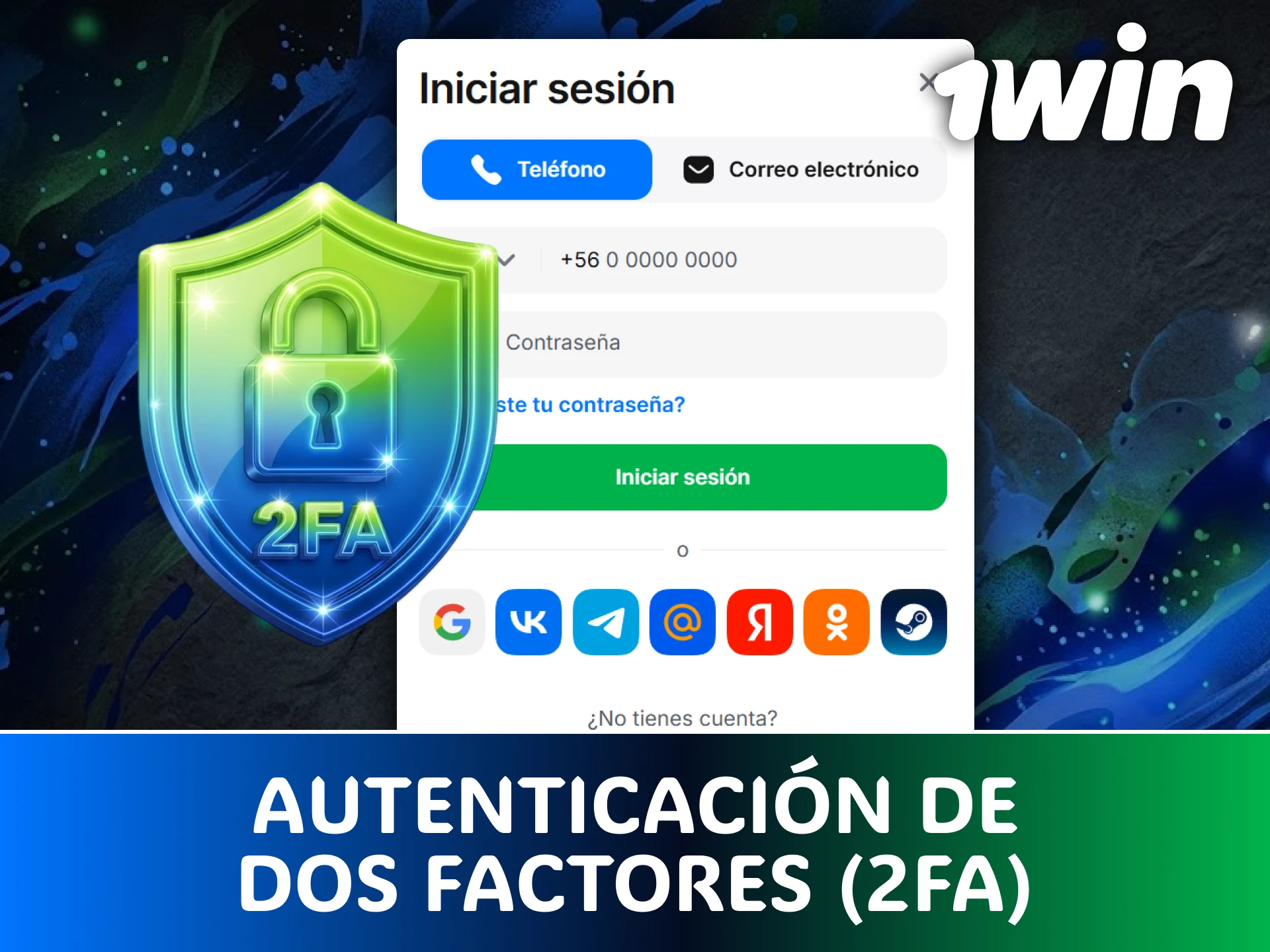 Activa el código 2FA para reforzar la seguridad al iniciar sesión en 1win.