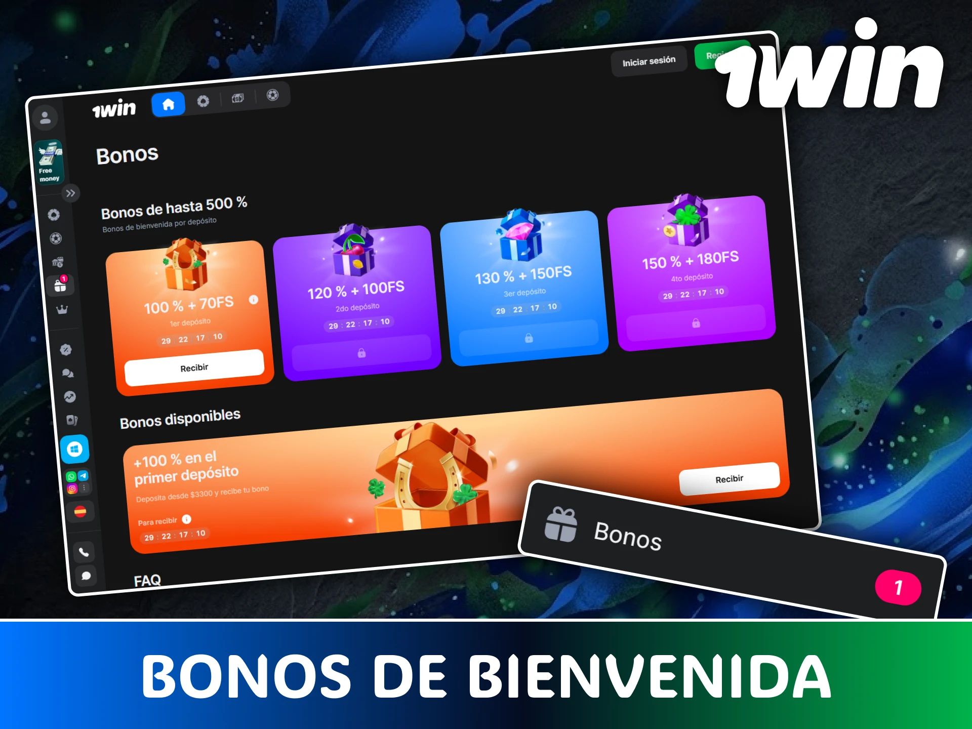 Reclama el bono de bienvenida para nuevos usuarios de 1win.