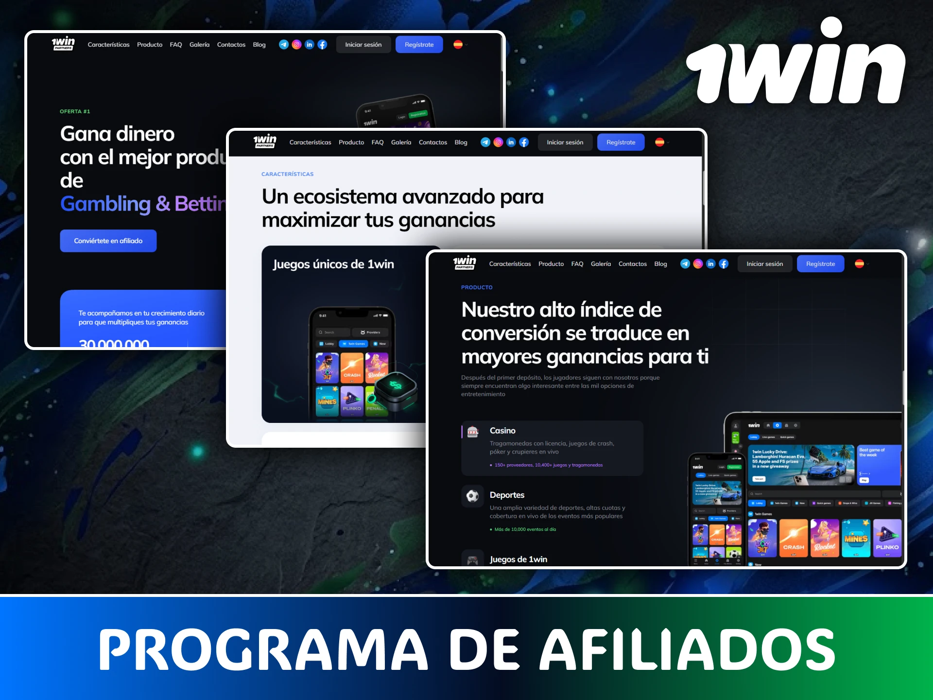 Únete al programa de afiliados de 1win para generar ingresos extra.
